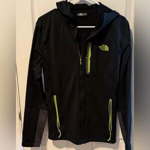 The North Face Mens Sz S Black W/Lime Accents Mask Zip Hooded Jacket